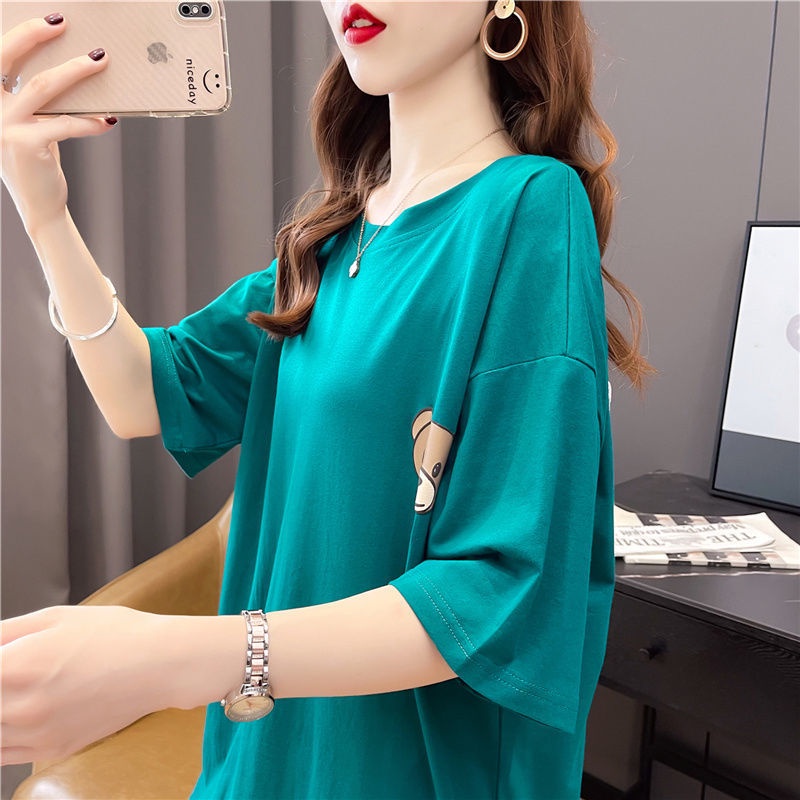 Áo phông nữ from rộng hàng may kỹ chất cotton co dãn thoáng mát size đến 70kg