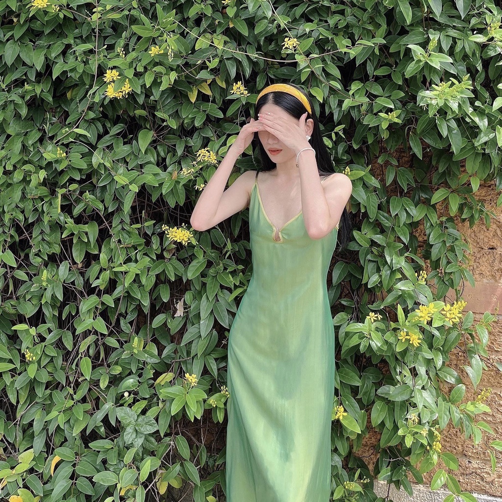 [Xéo Xọ] Đầm tơ tằm hai dây Lục Miên