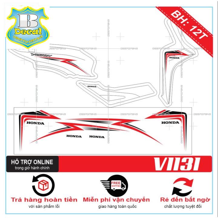 ( Quí khách vui lòng mang ra tiệm cho thợ dán ) Tem VISION 2016 CHỈ ĐỎ DÁN XE TRẮNG 1131 [Bi Decal]
