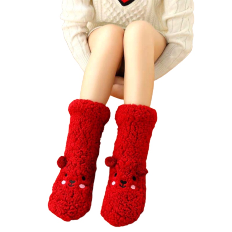 Xiangbao Vớ Lót Bông Dày Ấm Áp Chống Trượt Hình Gấu Hoạt Hình Mùa Đông Cho Nữ