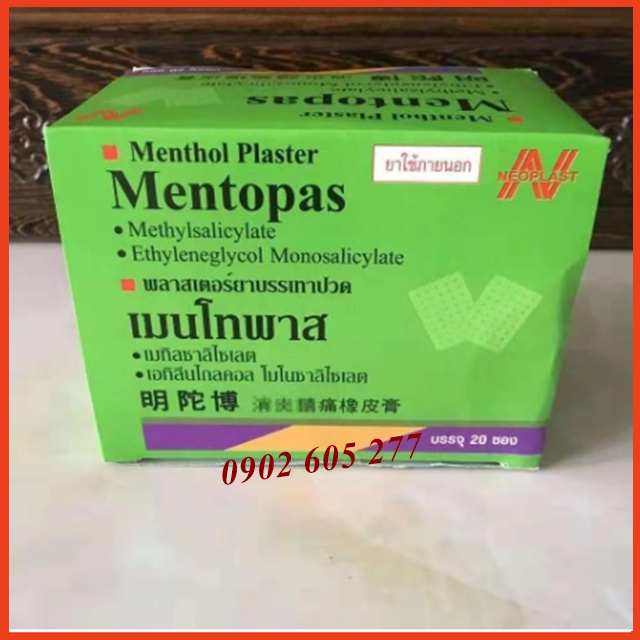 [Hàng chính hãng] 1 Gói Cao Dán Mentopas Neoplast Thái Lan (1 Gói 10 miếng)