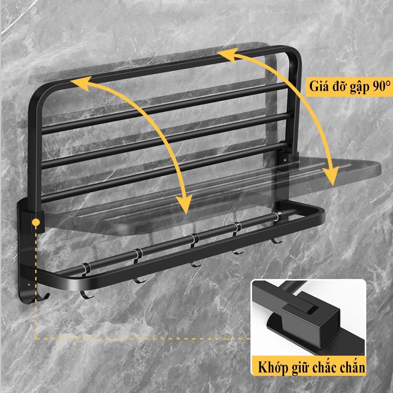 Giá Treo Khăn Nhà Tắm Kệ Để Đồ Nhà Tắm Đa Năng Không Cần Khoan Tường Không Gỉ THANH XUÂN 98