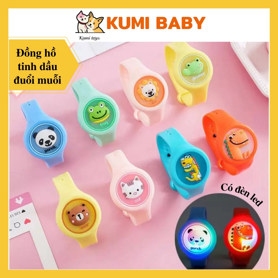 Đồng hồ tinh dầu đuổi muổi có đèn led cho bé Kumi baby