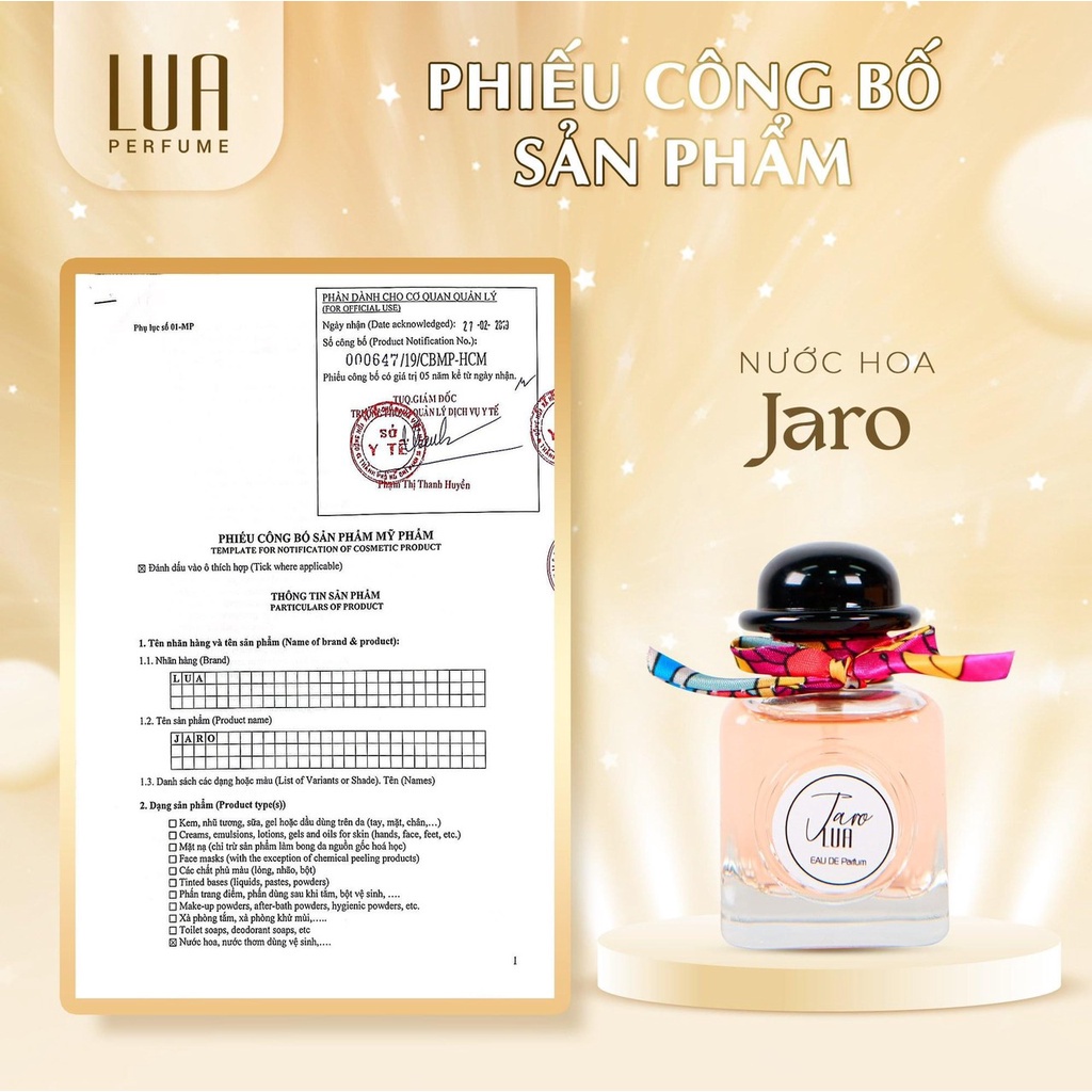 Nước Hoa Nữ Jaro Lua Perfume Chính Hãng Hương Trẻ Trung Thanh Mát
