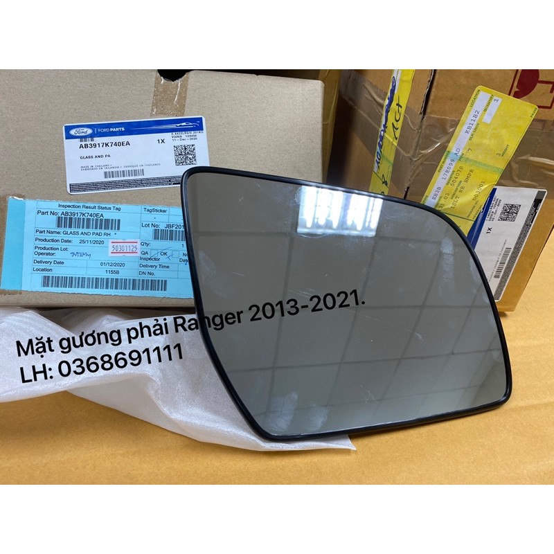 Mặt gương Ford Ranger XỊN HÃNG CẤP 2013-2021, Mặt kính chiéu hậu Mazda BT 13-18, mã AB3917K741EA & AB3917K740EA