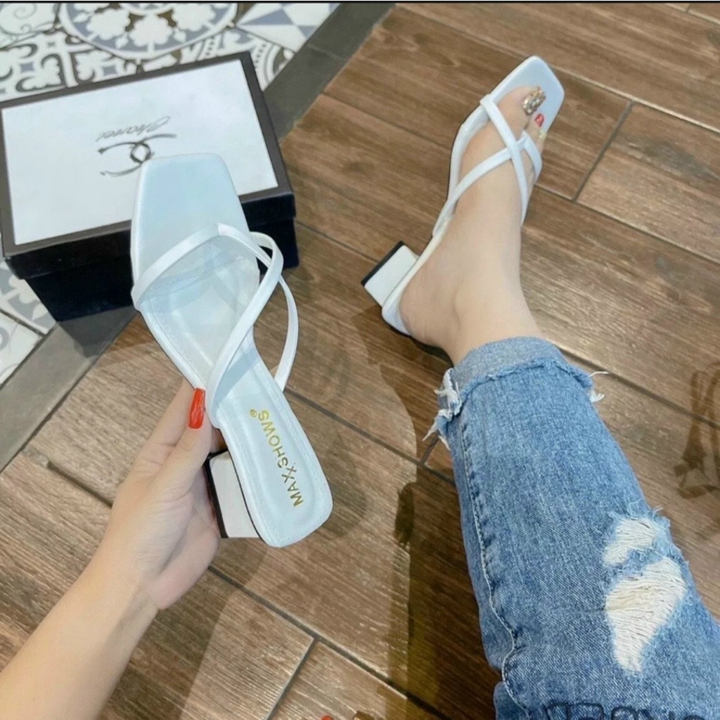 [RẺ VÔ ĐỊCH] DÉP GUỐC NỮ CAO GÓT XỎ NGÓN DÂY CHÉO ĐẾ VUÔNG 3P HOTTREND