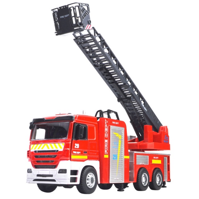 Ảnh thật  Mô Hình 1:32 Xe Thang Cứu Hoả Fire Dept 23cm