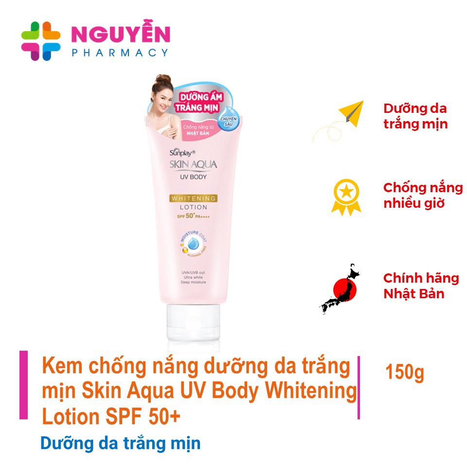 Kem chống nắng dưỡng thể trắng mịn Sunplay Skin Aqua UV Body Whitening Lotion SPF 50+ PA++++ (150g)