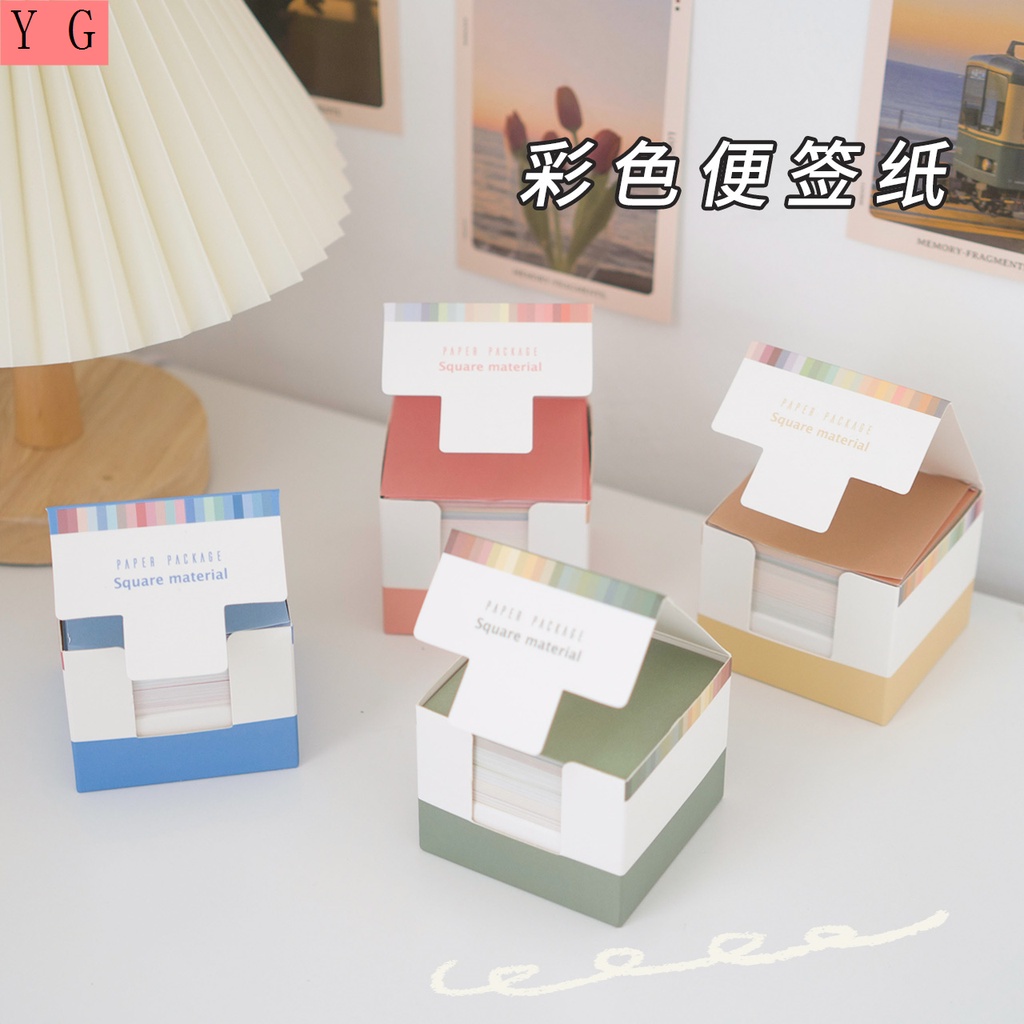 Giấy Note Dán Ghi Chú Cỡ Nhỏ Chất Liệu Dày Không Dính Màu Trơn Đơn Giản Cho Học Sinh/Văn Phòng