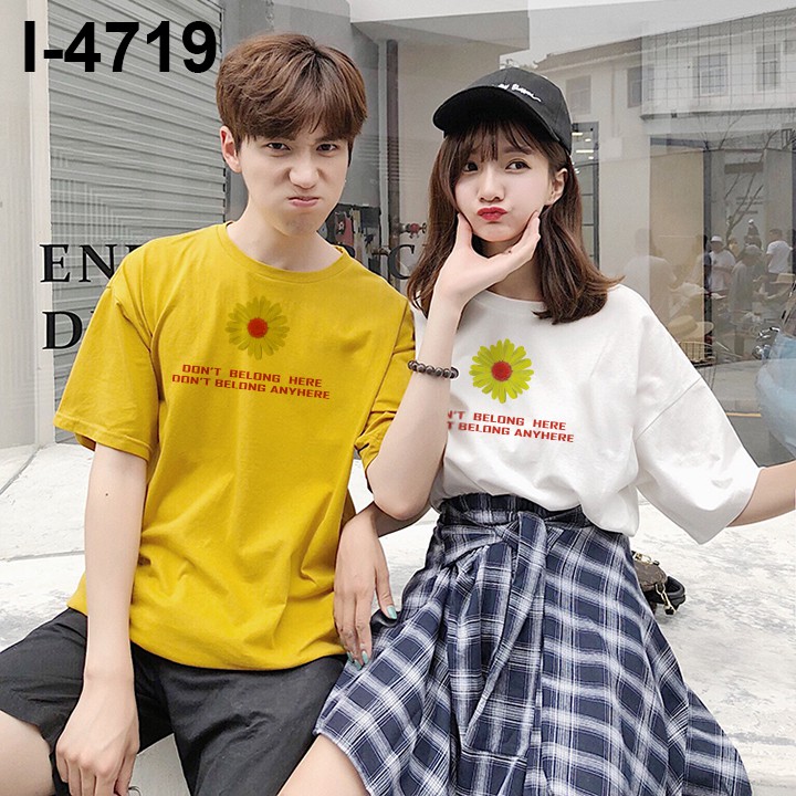 M4719 Xưởng Chuyên Sỉ Áo Thun Unisex In Hoa DON'T BELONG HERE DON'T BELONG ANYHERE