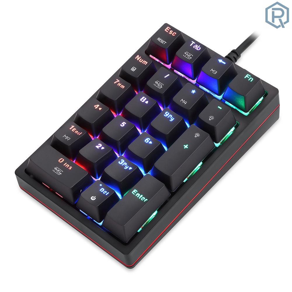 Bàn phím cơ Motospeed K24 21 phím có dây với 13 hiệu ứng đèn RGB