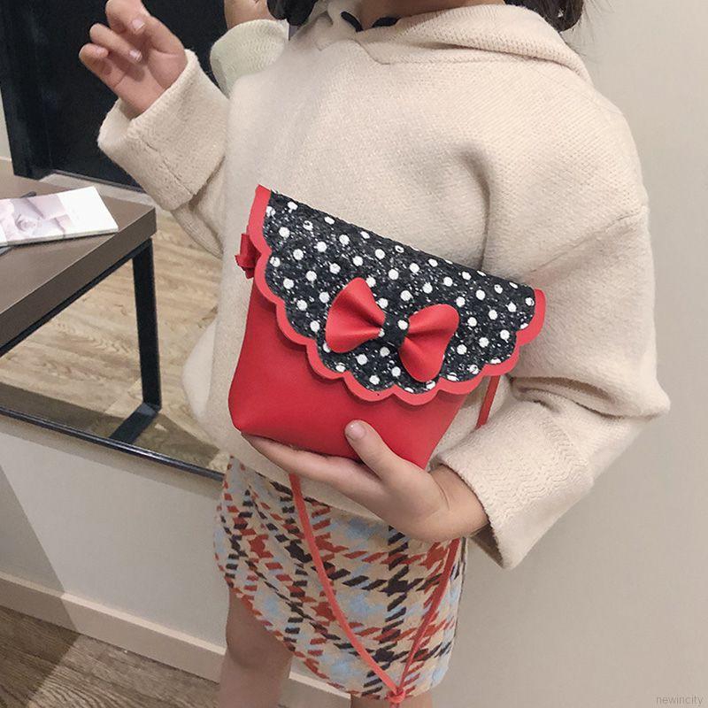 Túi xách đính nơ kim tuyến lấp lánh phong cách Hàn Quốc cho bé