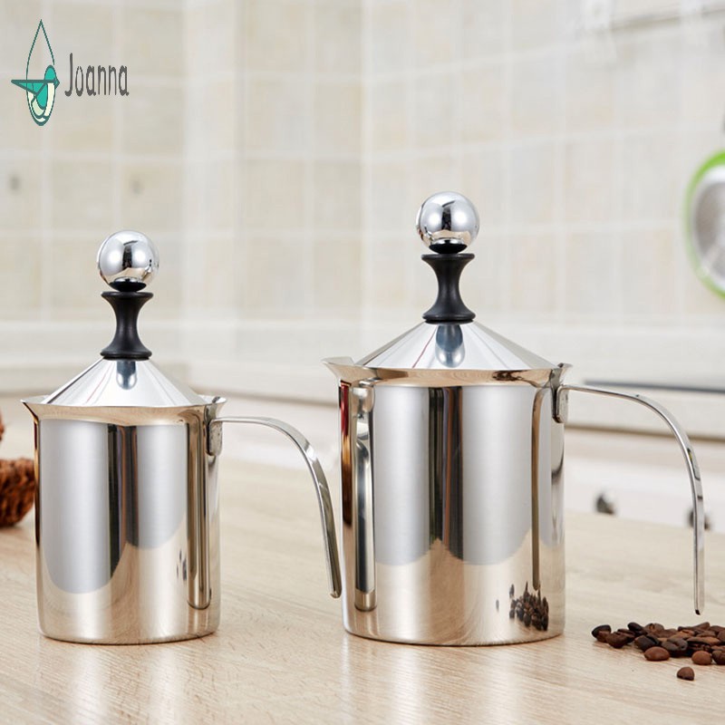 (Hàng Mới Về) Dụng Cụ Bơm Tạo Bọt Sữa Làm Bằng Tay Chất Liệu Thép Không Gỉ Cho Cappuccino 400cc / 800cc