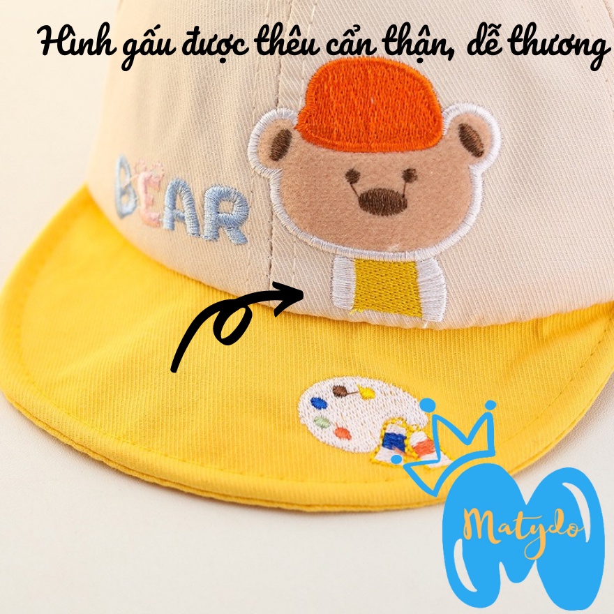 Mũ lưỡi trai cho bé gái bé trai nón hình gấu BEAR thêu đáng yêu phụ kiện trẻ em