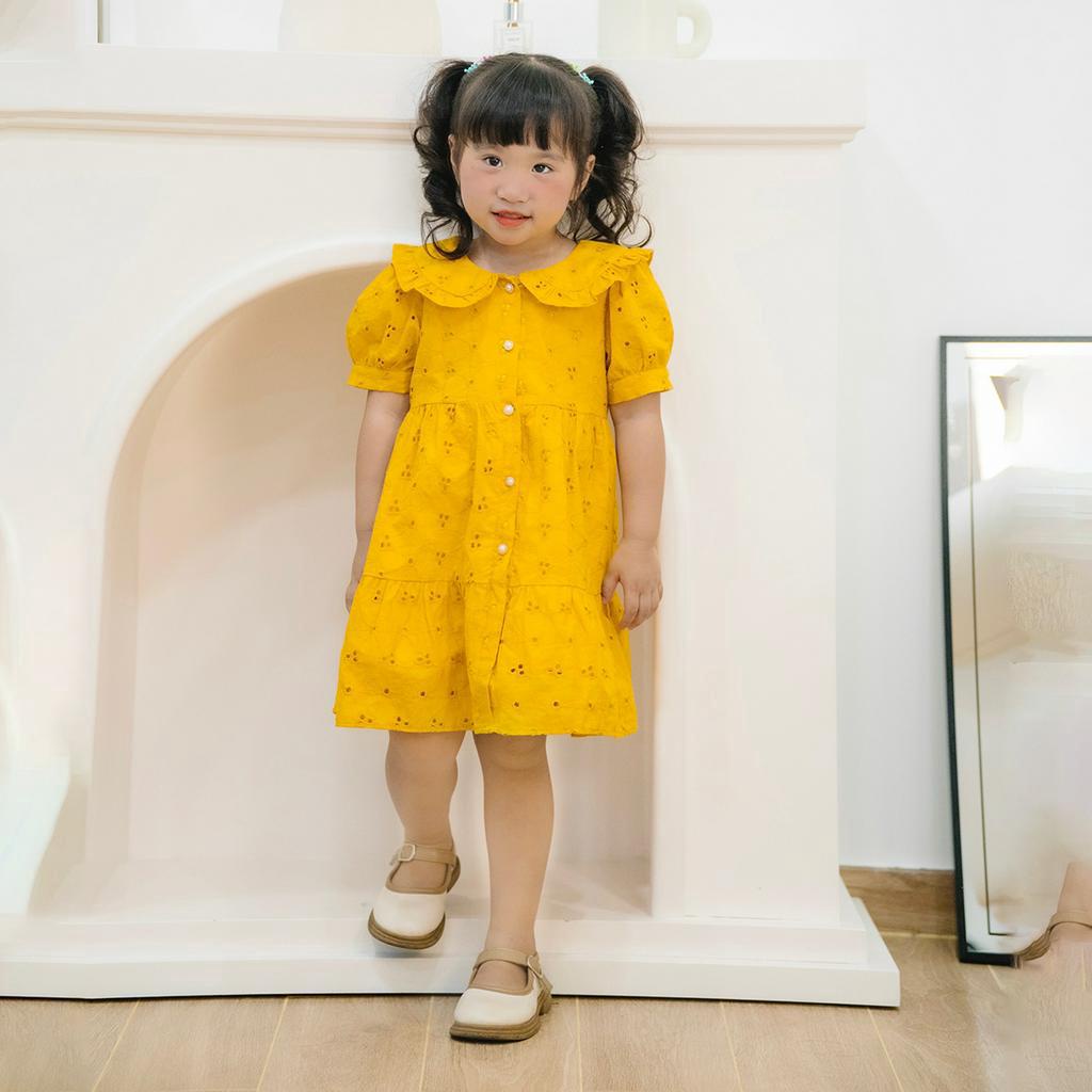 Váy cho bé gái DORYKIDS vàng công chúa Elsa xinh đẹp vải thô Hàn cao cấp cho bé gái 2,3,4,5,6,7,8,9,10,11,12 tuổi-V20
