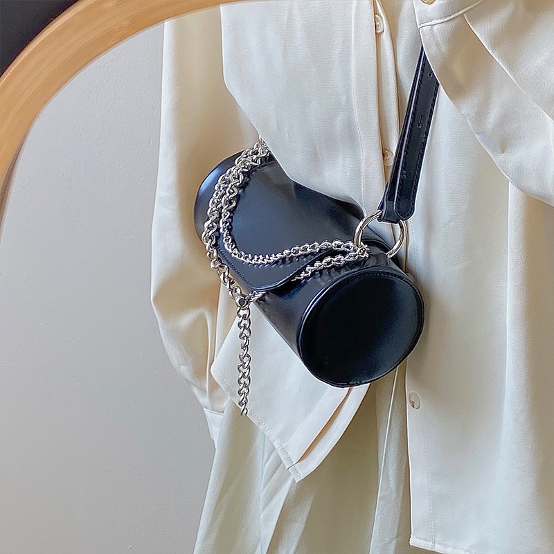 Túi đeo vai IELGY hình trụ phối dây xích thời trang cho nữ