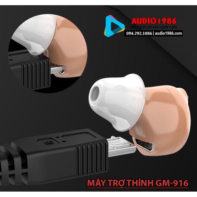 Máy trợ thính GM916 mini nhét tai có chức năng sạc pin