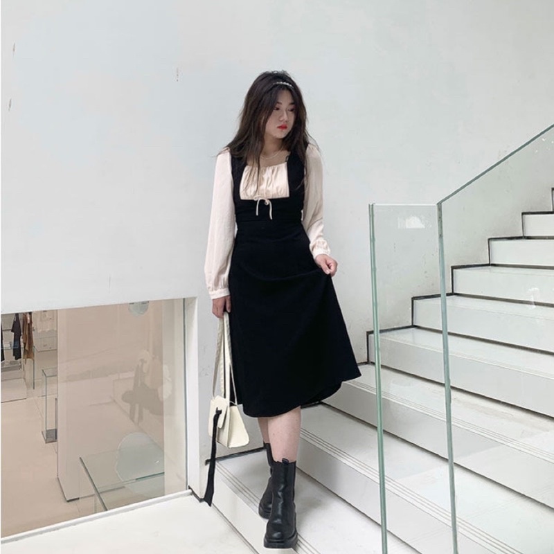 VÁY ĐEN DÀI ULLZANG HÀN QUỐC ĐẦM TIỂU THƯ CÔNG CHÚA DÀI TÔN DÁNG DỰ TIỆC TẾT PROM KỶ YẾU ĐẦM VÁY DÀI TAY XOÈ