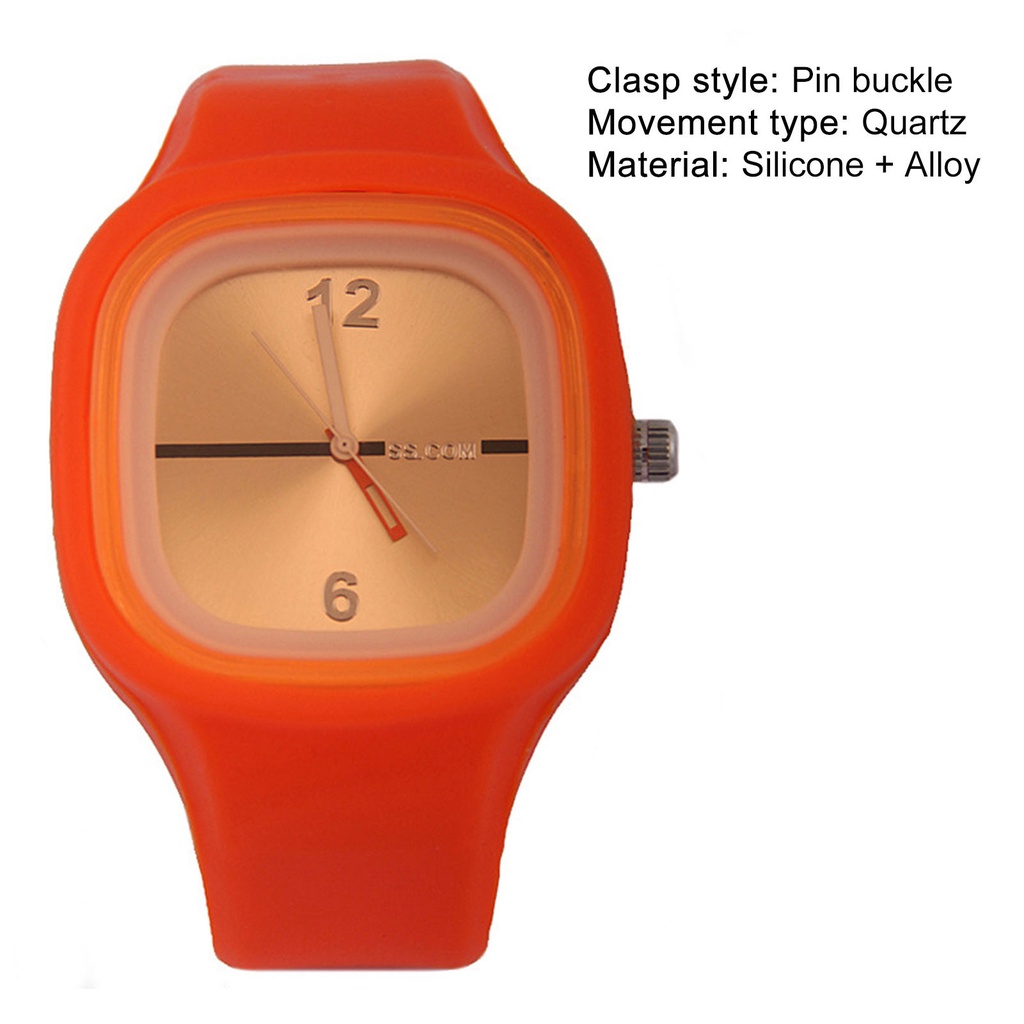 MACmk Square Dial Silicone Band Alloy Jelly Color Accurate Quartz Wristwatch Watch  for Office