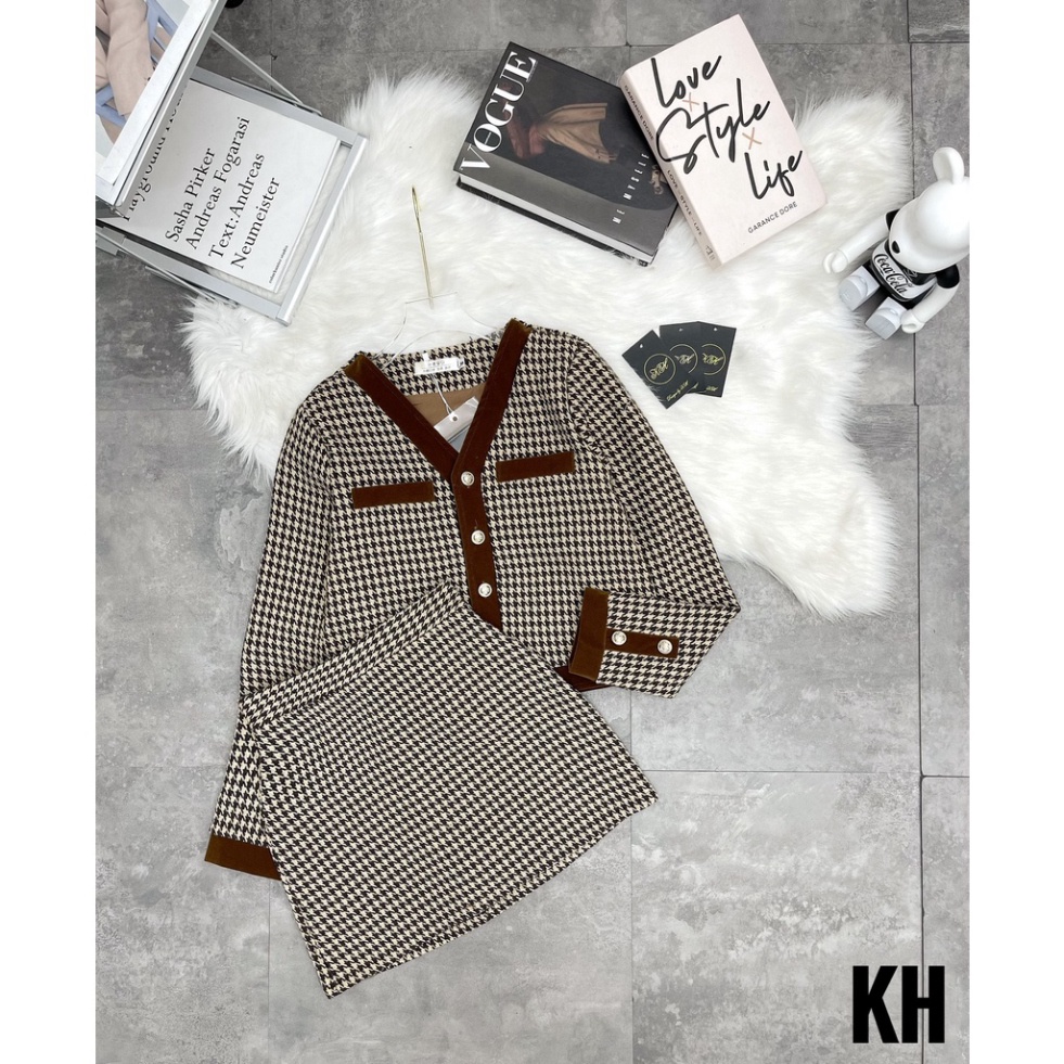 Set dạ họa tiết siêu xinh hai màu phong cách sang chảnh thu đông 2021 | BigBuy360 - bigbuy360.vn