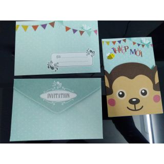 Combo 30 thiệp thôi nôi, sinh nhật hình con khỉ