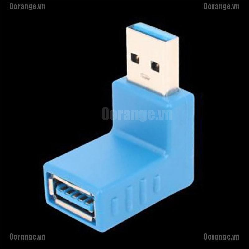 Đầu sạc chuyển đổi USB 3.0 A đực sang cái thiết kế gập 90 độ màu xanh da trời