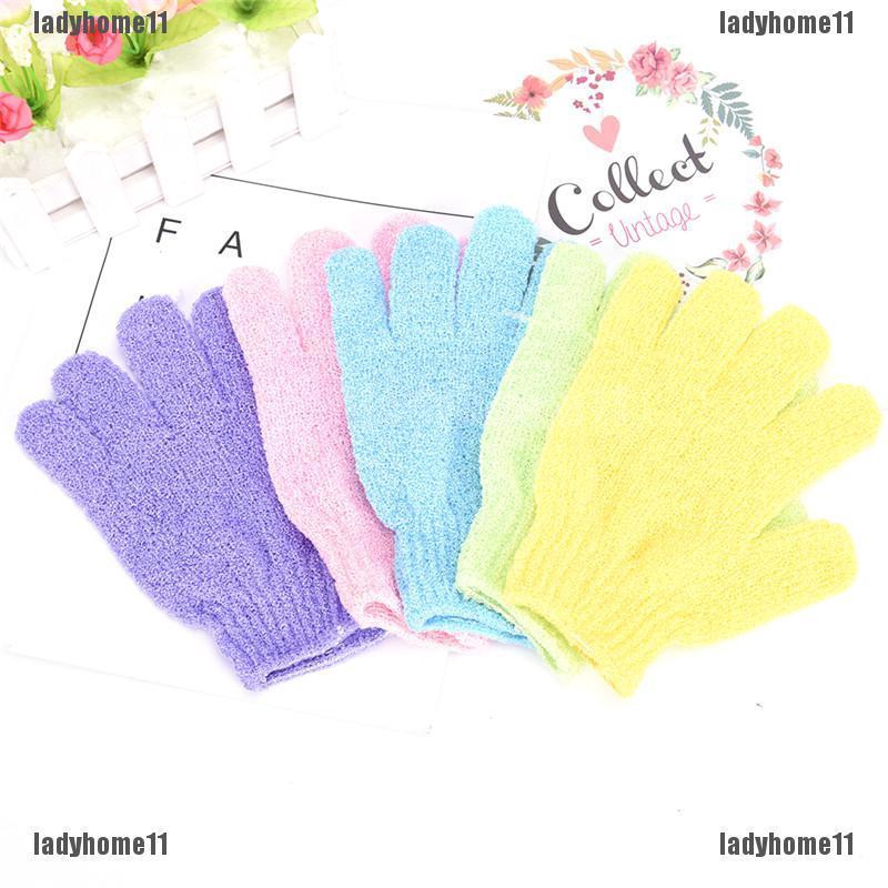 LHE Hea Fa 5 Pair Exfoliating Body Scrub Gloves Shower Bath Mitt Loofah Skin Massage