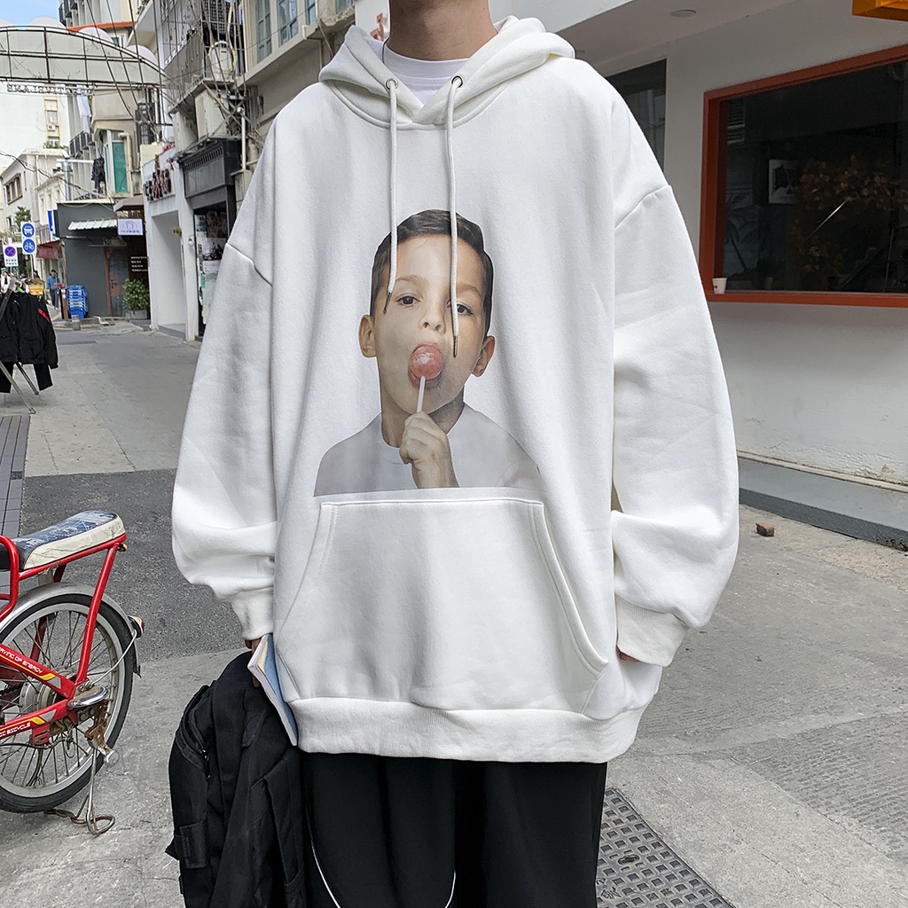 Áo Hoodie Tay Dài Dáng Rộng In Họa Tiết Bánh Donut Thời Trang Mùa Hè Hàn Quốc Cho Nam Size M-3Xl