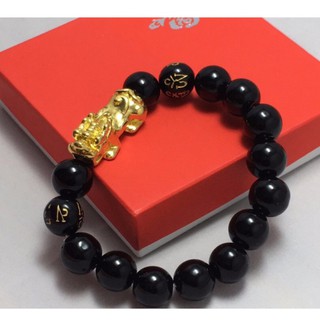 Vòng tay thạch anh đen kết hợp tỳ hưu và kinh chữ phạn bình an hộ mệnh