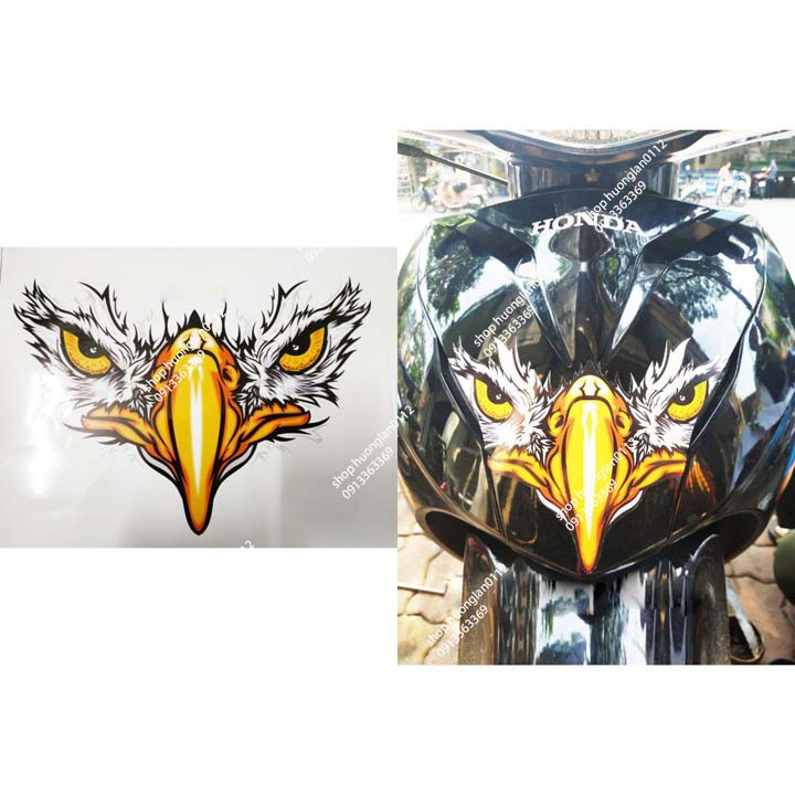 Tem Decal Trang Trí Xe Máy đầu đại bàng KT 15x22 cm giá 1 chiếc