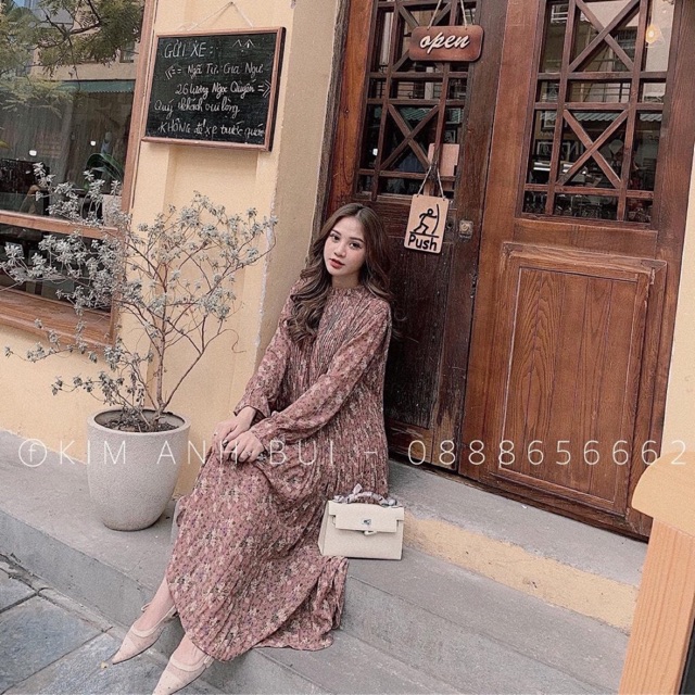 Đầm suông hoa nhí kèm belt dây | BigBuy360 - bigbuy360.vn