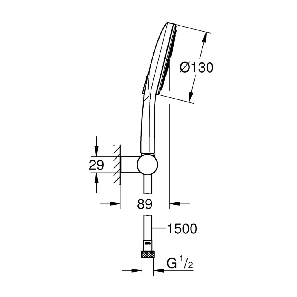 Bộ Tay Sen 3 Chế Độ Kèm Gác Sen Gắn Tường GROHE RAINSHOWER SMARTACTIVE 130 - 26580000