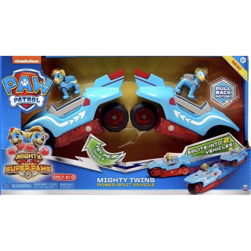 Bộ Mighty Twins Paw Patrol phát sáng và âm thanh xe cứu hộ tách+ dính liền