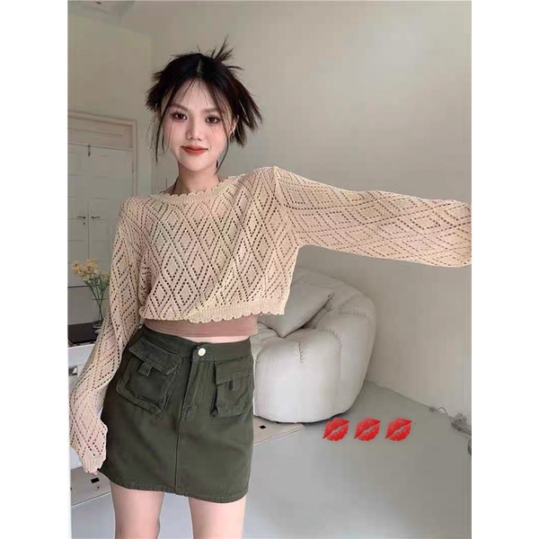 ÁO LEN CROTOP DÀI TAY LƯỚI BASIC DỄ PHỐI 2022