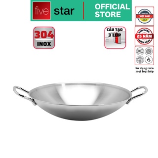 Chảo Xào Inox 304 Thân Đúc Đáy Liền Fivestar Plus 36cm