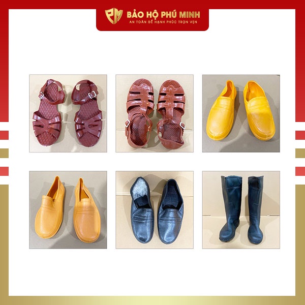 Ủng cao su đi mưa, dép rọ, giày nhựa chống trơn trượt - PVC dùng trong lao động - Bảo Hộ Phú Minh