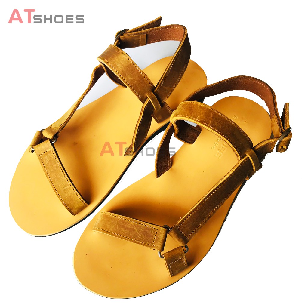 Dép Da Cao CấpDA BÒ THẬTDép Sandal Hàng Thiết Kế Trẻ Trung Đế Caosu Chống Nước Atshoes XDxn301