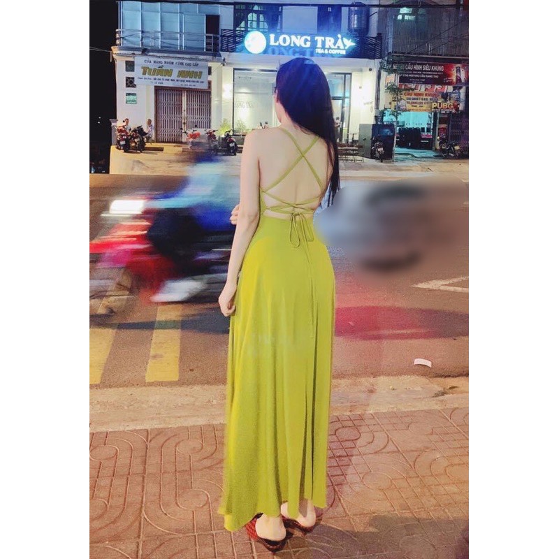 Đầm maxi đan dây lưng
