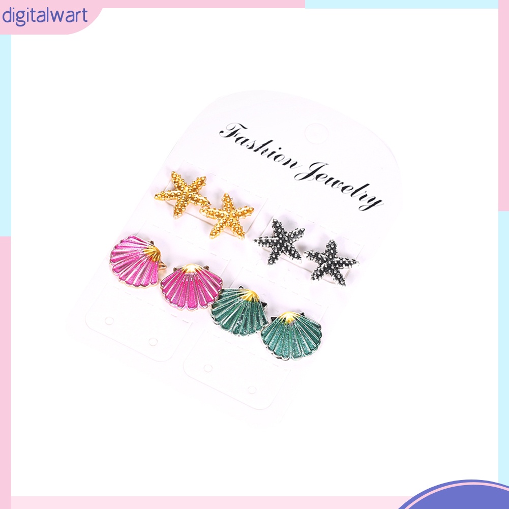 Set 4 Đôi Khuyên Tai Hình Vỏ Sò / Sao Biển Xinh Xắn Dành Cho Nữ