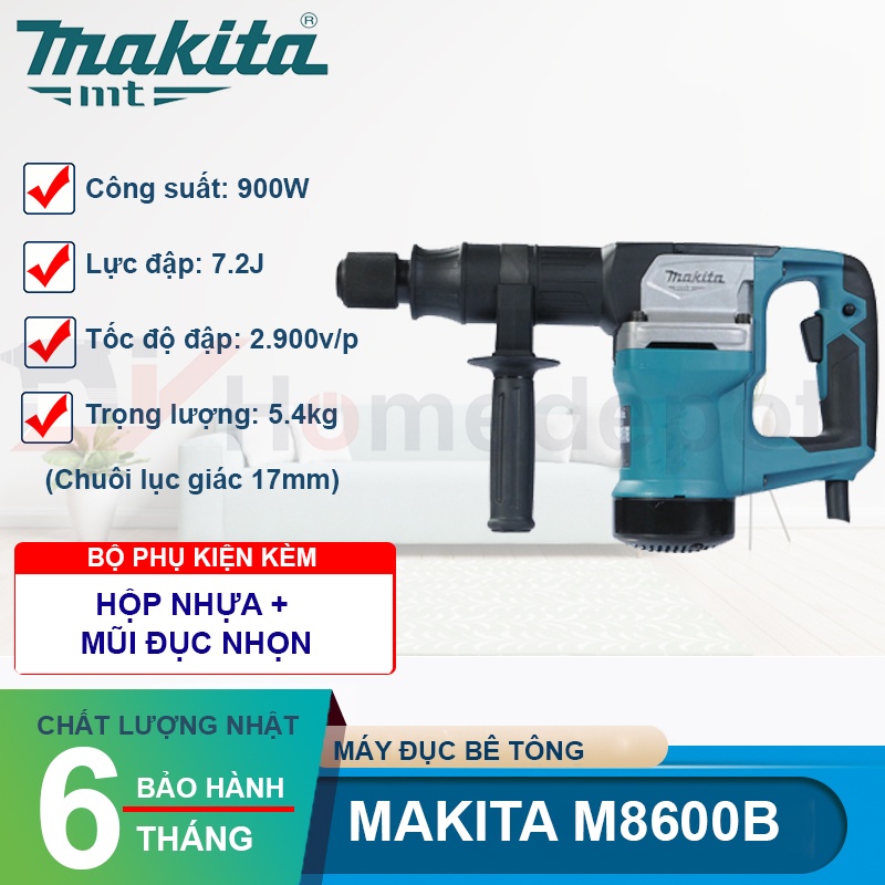 Máy đục bê tông dùng mũi Hex 17mm Makita 900W M8600B - Hàng chính hãng