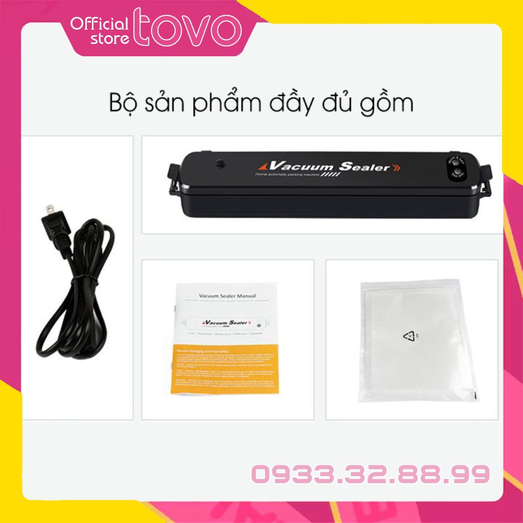 Máy hút chân không thực phẩm cầm tay Vacuum Sealer công suất 90w kiêm máy hàn miệng túi (Có kèm 10 túi hút chân không)