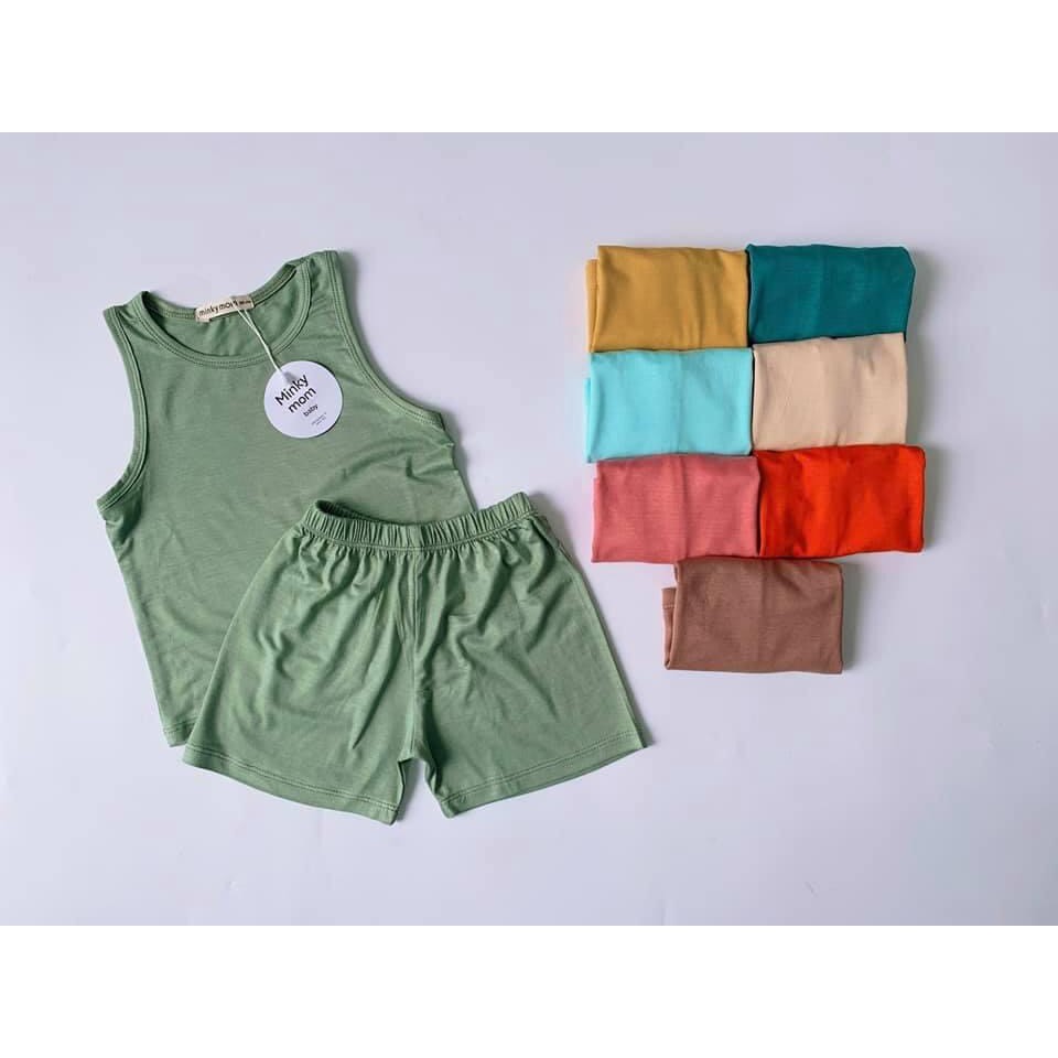 Bộ ba lỗ Minky mon thun lạnh basic nhiều màu thoáng mát cho bé từ 6-19 kg