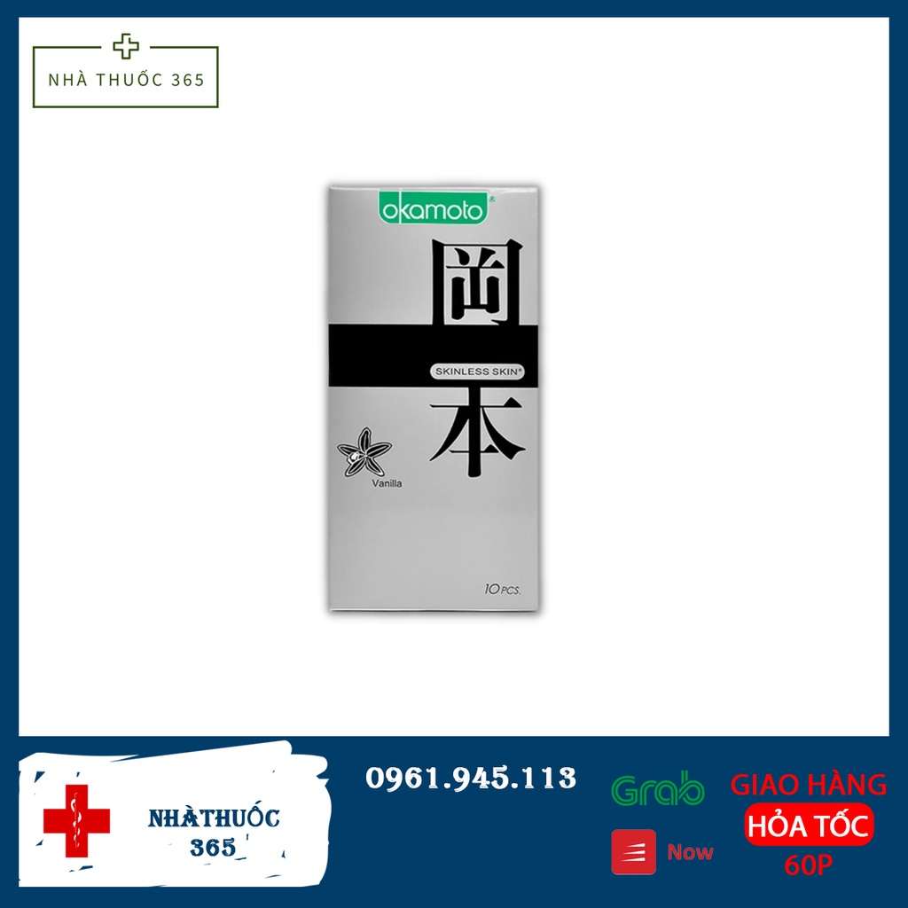 Bao cao su Okamoto Vanilla siêu mỏng hương Vani thơm nhẹ hộp 10 chiếc