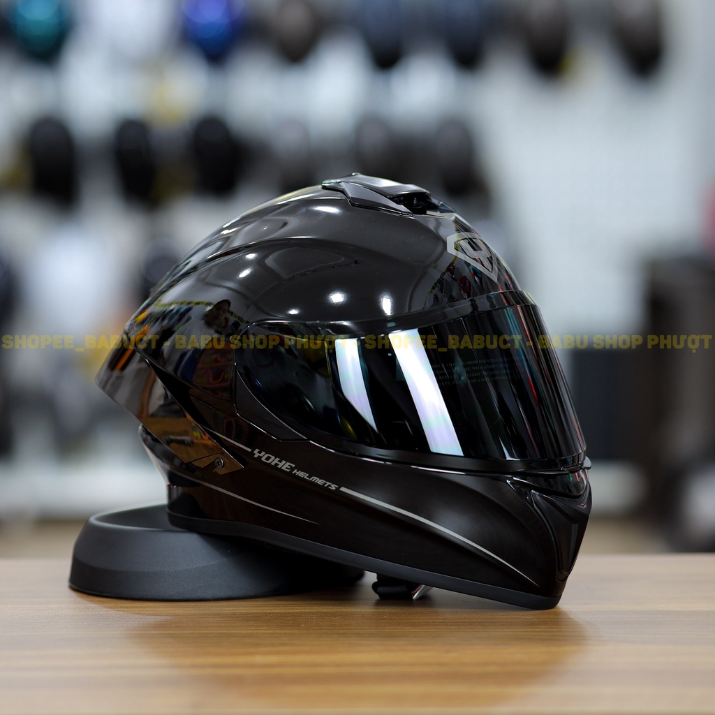 Combo Nón Fullface 2 Kính Yohe 981 Kèm Kính Đen Và Đuôi Gió Pista GPRR