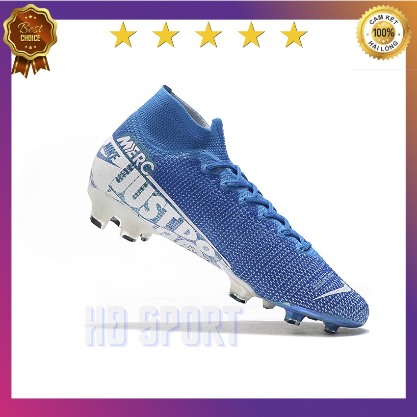 [Tặng Túi Rút,Tất,Vớ Cao Cấp]Giày Đá Bóng, Giày Đá Banh Sân Cỏ Tự Nhiên Mercurial Superfly 7 Elite FG Final Boss Blue9