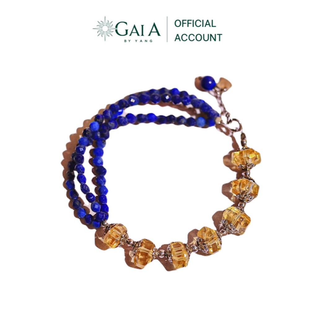 Vòng tay đá thạch anh vàng phối đá sapphire - GaiA by Yang