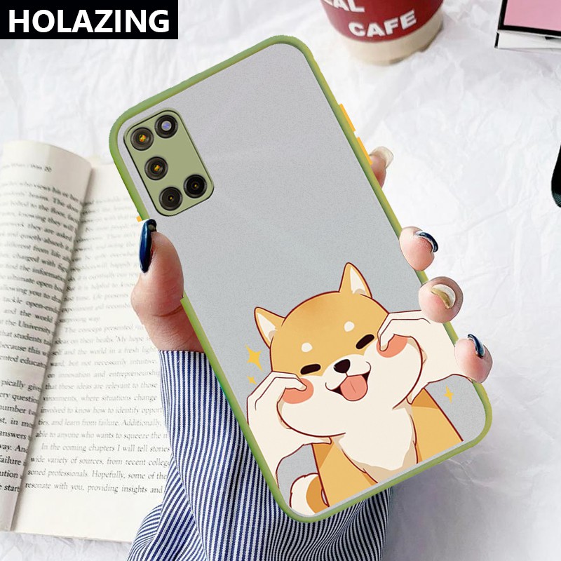 Camera Lens Protective Phone Case OPPO A9 2020 A5 A3S AX7 AX5S A7 OPPO A53 A31 A91 A12 F17 A52 A72 A92 vỏ điện thoại Cute Shiba Inu Matte Scrub PC Hard Cover Anti-Scrach Shockproof