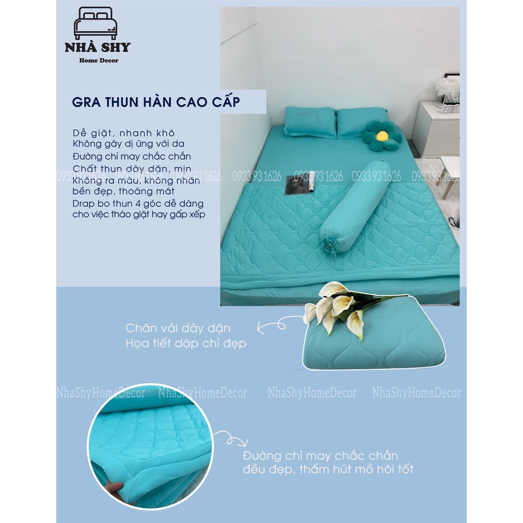 Trọn Bộ Ga Giường Thun Hàn Quốc Trơn - Nhiều Màu - Chất Không Nhăn - [ 4 MÓN - KHÔNG MỀN ]