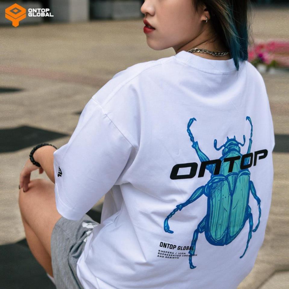 [Freeship] Áo thun tay lỡ form rộng nam nữ màu trắng Blue Khepri local brand ONTOP  ྇