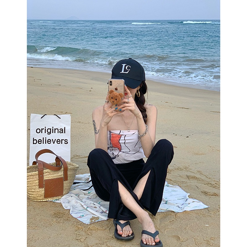 NRVP Quần ống rộng lưng cao phong cách hàn quốc thời trang mùa hè 2021 dành cho nữ